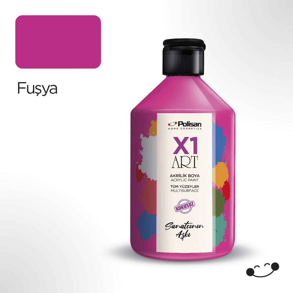 Polisan X1 Art Multisurface Hobi Boyası Fuşya 500 ml