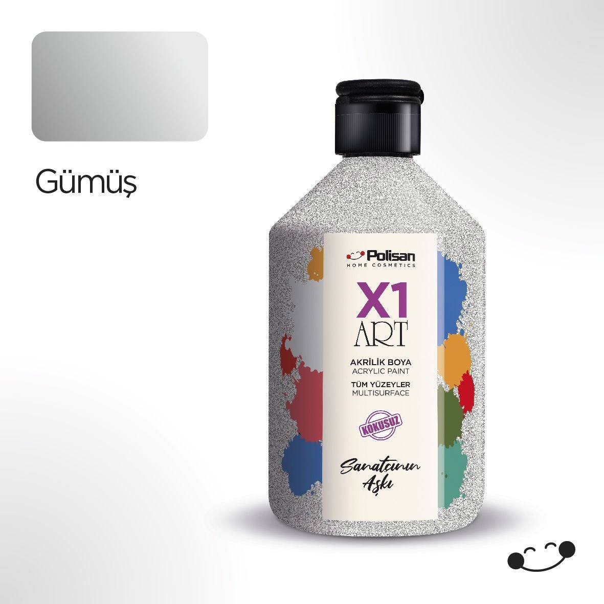 Polisan X1 Art Multisurface Hobi Boyası Gümüş (Sedef) 500 ml